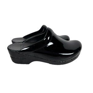 Dansko Black Patent Leather Open Back Clogs Sz 40 US 9 Womens Professional
